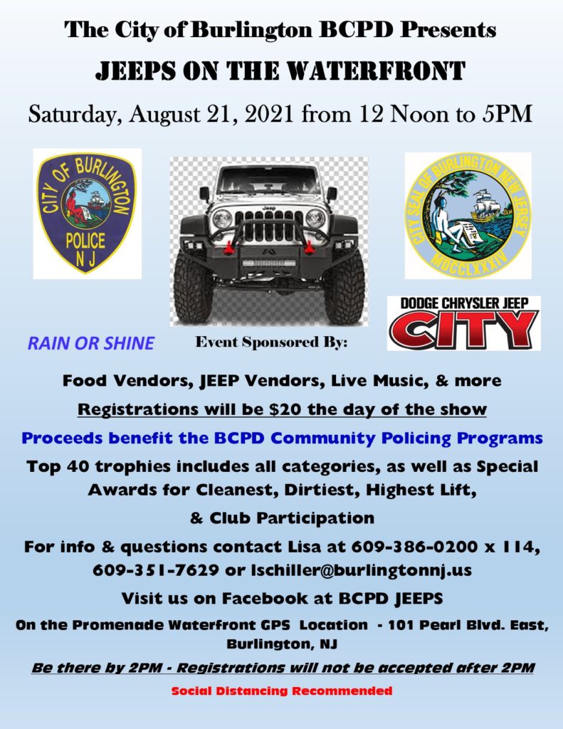 JEEPS ON THE WATERFRONT Saturday, August 21st from 1200 noon to 500
